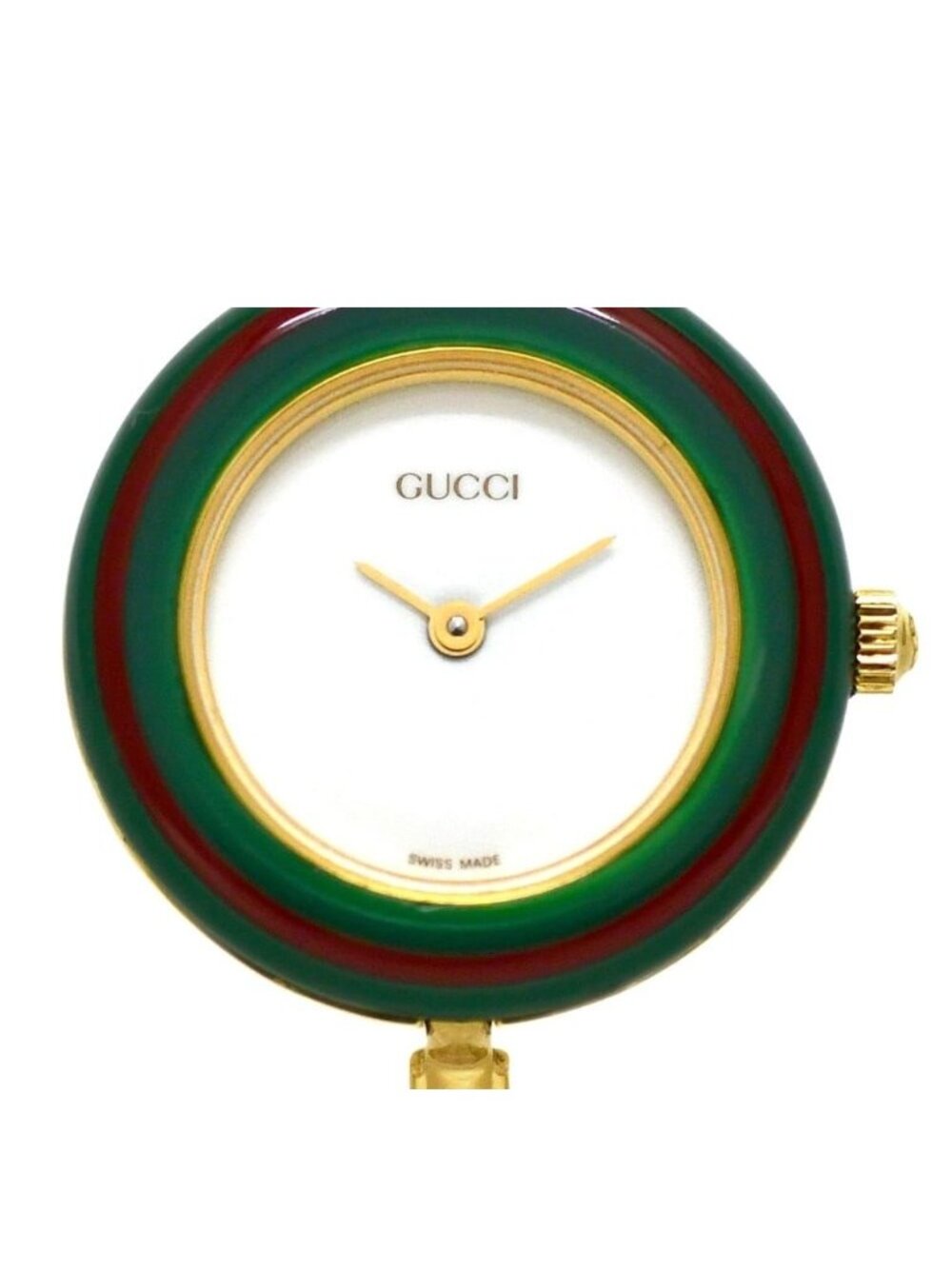 Gucci Watch Change Bezel M 11/12.2 Gold White Dial Quartz Movable